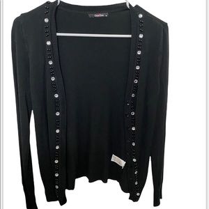 GeeGee brand Gently Used sweater, rhinestone studded buttons size small